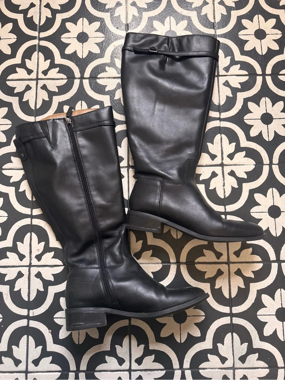 Franco Sarto Black Tall Leather Riding Boots (wide calf)